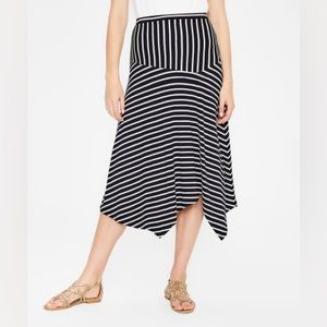 Boden Navy Stripe Evelyn Jersey Midi Skirt, Size 8R
